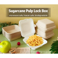 Biodegradable Rectangle Tableware Sugarcane Biodegradable Bagasse Hamburger Takeaway Box Manufactory